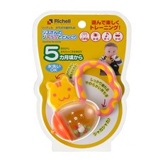 Richell 利其爾 固齒器 小松鼠 可愛造型 內有彩色小珠發出鈴聲 大把手設計 柔軟固齒器 緩和牙齒生長不適感 5個月以上適用, 1個