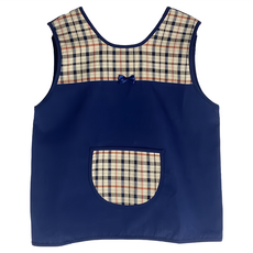 日系小蝴蝶結 輕便圍兜, 格紋, 口袋, 網格款, 1件
