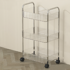 FAmILyLIFE 生活 透明附輪夾縫置物架 3層 加大款 38.5 x 27.5 x 70cm 1920g, 透明色