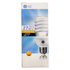 GE 27W 高功率T3 螺旋燈泡 120V 柔和黃光(2700K), 1個