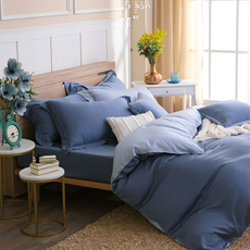 鴻宇寢飾 萊賽爾 天絲300織薄被套 雙人特大 240x210cm, 波納藍