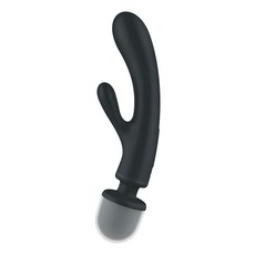 Satisfyer 愉悅新革命 Triple Lover 兔耳 + AV雙頭按摩棒, 灰色, 1個