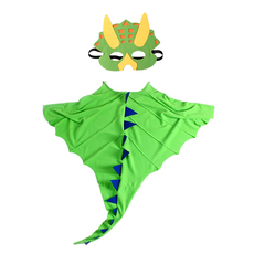 摩達客 MODA客 兒童恐龍造型斗篷二件組 COSPLAY派對變裝扮 不織布尼龍布, 綠色, 1組