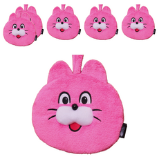 ZIZONE 粉色貓咪造型擦手巾, 21.5x21.5公分 聚酯纖維, 6個, 1入