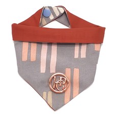 HAPPY GO PUPPY 寵物領巾，灰色條紋設計, S, 粉彩雨 玫瑰金, 1條