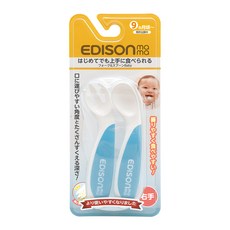 EDISON mama 嬰幼兒防滑易握學習湯叉組 附收納盒 9個月以上, 叉子+湯匙, 藍色, 1組