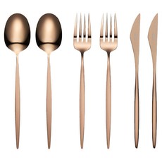 dalper 西餐具2人組, 玫瑰金, 1組, 湯匙 2支 + 叉子 2支 + 餐刀 2支