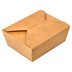 牛皮紙方形餐盒 8號 食品級牛皮紙+單面PE淋膜 1400ml Set, 4組, 50入