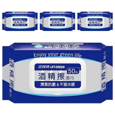 Let-Green 立得清 酒精擦濕巾, 50張, 4包