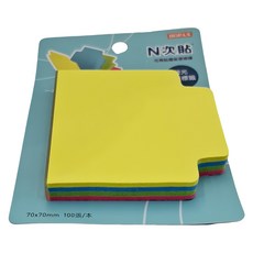 N次貼 魔術標籤型便條磚, 70x70mm 100張/本, 螢光黃 + 藍 + 綠 + 洋紅, 4本, 6組