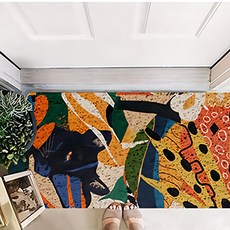 好物良品 森林系可剪裁玄關絲圈刮泥地墊 120 x 120cm, 彩繪叢林, 1個