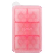 sillymann 100%鉑金矽膠副食品分裝盒 6格, 耐熱-40度~250度 帶蓋設計 防塵防菌, 粉紅色, 50ml, 1個