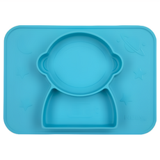 Nuby 矽膠分隔餐盤 太空人, #7107, 顏色隨機, 1個