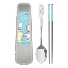 Lilfant 寶可夢超級潔淨全不鏽鋼湯匙筷子餐具盒組, 湯匙 + 筷子 + 收納盒, 多色混合, 1套