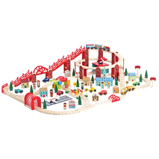 Mentari 迷你都市高架火車組, 126種多樣化配件, 色彩鮮艷豐富, 無毒無害, MR-6152P1, 116 x 76 x 25cm, 1組