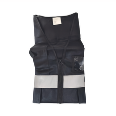 拉鍊式反光背心(黃/黑邊)，附透明夾鏈袋，多口袋設計, XL, 黑色 + 銀邊, 1件