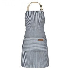 AHOYE 北歐加厚可調節防汙圍裙, 1件, 灰白細條紋