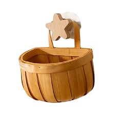 ROYALLIN 蘿林嚴選 竹製小掛籃 送造型木製掛勾, 星星掛勾, 1個