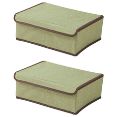 逛逛市集 折疊內衣褲襪分隔收納箱 17格款, 可堆疊 仿棉麻日系風格, 綠色, 2個