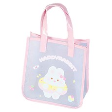 甜心小兔 透明收納袋 PVC材質 中國製, 小 22 x 21.5 x 16.8cm, 甜心小兔 粉色 + 紫色