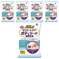 JOYPET 寵倍家 無添加擦拭巾, 成貓成犬用, 25枚入, 30x20cm, 100%可食性清潔配方, 25張, 5包, 215g