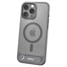 TOTU 拓途 iPhone 16 Pro Max 合金支架磁吸手機防摔保護殼 MagSafe兼容 高透, 黑色