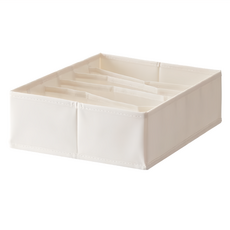 懶角落 敞口收納盒 帶隔板 大號6格, 白色, 1個