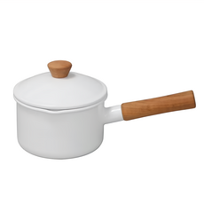 Noda Horo 野田琺瑯 Couleur系列 木柄單手鍋 容量1200ml 日本製造, 14cm, 白色, 1個