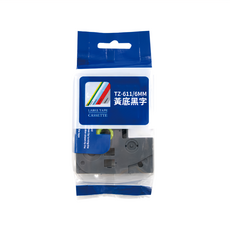 NEXTPAGE 台灣榮工 BROTHER 相容 護貝標籤帶 TZ-611 6mm 黃底黑字
