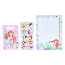 sun-star THE LITTLE MERMAID 迷你信封信紙貼紙套組 信紙20張 信封10個 貼紙1張 日本製造, 小美人魚, 1組