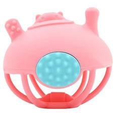 Smily Mia 喜胖 河馬固齒器, 食品級矽膠材質, 不含塑化劑, 51g, 粉色, 1個