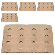 隱形免縫內衣延長背扣 四排三扣 5個, 7.5 x 5cm, 膚色