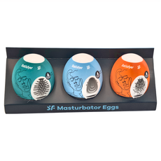 Satisfyer 愉悅新革命 Masturbator Eggs 愉悅蛋 3入, 深綠色 + 淺藍色 + 橘色, 1組