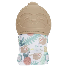 itzy ritzy 微笑樹懶 矽膠固齒器 超Q彈 凹凸觸感按摩牙齦 內藏響紙 保護寶寶雙手, 咬咬手套, 1個