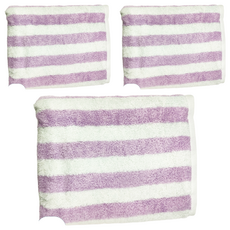 Crocodile 鱷魚 經典風情條紋浴巾 (紫色) 66x137cm 100%棉, 3條