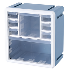 DIY多變系統組合收納盒 8格, 抽屜式 16cmX27.5cmX30cm 藍色 PP聚丙烯