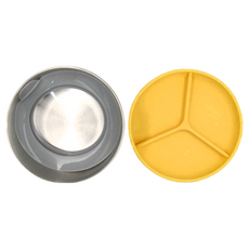 PICABOO 布咔寶 不銹鋼吸盤碗, 304食品級不鏽鋼, 食品級矽膠, 耐熱-5°C~210°C ±10, 金盞花黃, 1個