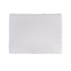 Homely Zakka 法式棉線針織流蘇桌巾 840g, 華夫格白色, 130 x 180cm, 1條