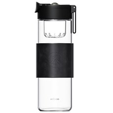 nobvan 諾百紛 磁彈杯 580ML 高硼硅玻璃 磁彈泡茶杯 茶水分離, 玻璃黑, 1個