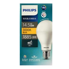 PHILIPS 飛利浦 LED真彩光球泡燈 14.5W E27, 1個, 燈泡色