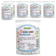 DOOBY 大眼蛙 抗菌紙軸棉棒, 6罐, 100支