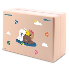 Tumaz 月熊 LINE FRIENDS 50D高密度EVA瑜珈磚, 慵懶日常 奶茶色, 1個
