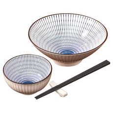 好料理 丼碗組, YA023002 高溫陶瓷 拉麵碗 飯碗 筷子, YA023001, 拉麵碗直徑20.3 x 8.3cm + 飯碗直徑12 x 6cm + 筷23.5cm, 1組