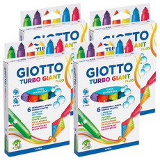 GIOTTO 超好洗 Turbo Giant Fluo彩色筆，粗細雙效, 6色, 4盒