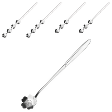 小麥購物 花朵咖啡勺 長款 G567 10~13g, 15支, 質感銀