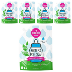 dapple baby 奶瓶及餐具清潔液 補充包, 有效去除50%以上的奶垢, 1L, 5包