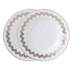 Just Home 帕維亞骨瓷 精緻花邊設計 餐盤, 8吋, 9169-05, 2個