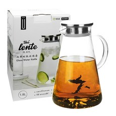 cafe lente 慢拾光 兩用玻璃壺 1.8L 高硼矽3.3耐熱玻璃 304不鏽鋼材質, SC0691, 1個