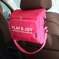 E.City 車用戶外多功能椅背保溫包野餐包, 玫紅色, 1個