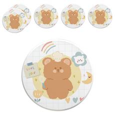 收納王妃 自創熊熊系列 珪藻土圓形杯墊 FM4070, 格子小熊, 6個